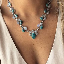 Pendant Necklaces Fashion Colour Boho White Green Flowers Statement Beads Choker Pendants For Women Bijoux