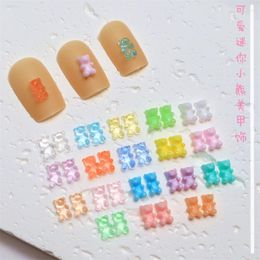 Nail Art Decorations 50pcs Kawaii Mini Jelly Bear Charms Ice Frosted Resin Design Crystal Rhinestone DIY Manicure Accessory