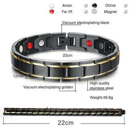 Charm Bracelets 2021 Therapeutic Energy Healing Bracelet Women Men Couple Jewellery Titanium Steel Magnetic Therapy2034