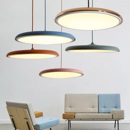 Pendant Lamps Nordic Plate Lamp Metal Led Luminous Hanglamp For Living Room Bedroom Kitchen Island Suspension Fixtures
