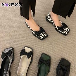 Dress Shoes Autumn New Comfortable Ladies Flat Shoes Personality Square Toe Shallow Mouth Slip-on Loafers Ladies Casual Shoes Vc4233 L230721