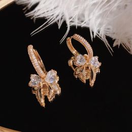 Hoop Earrings Butterfly Two Usage Gold Plated Imitation Crystal Piercing Women Accessories Cute Girl Gift 2023 Summer