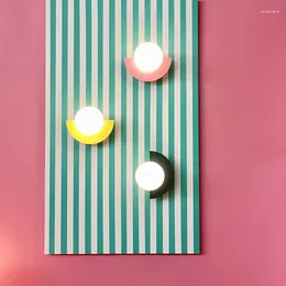 Wall Lamp Bedside LED Macaron Kids Room Minimalist LivingRoom Background Decoration Sconce Colorful Children's Lighting