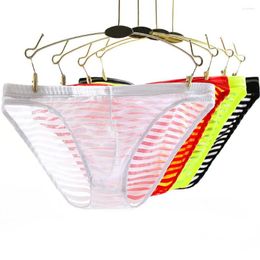 Underpants Men'S Triangle Underwear Ultrathin Ice Silk Transparent Sexy And Fun Backless Breathable Thongs