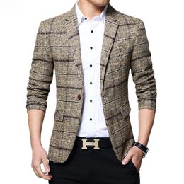 2019 New Arrival Brand Clothing Jacket Men's Plaid Suit Jacket Men Blazer Fashion Slim Male Casual Blazers Men Size M-5XL213s