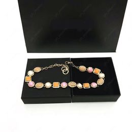 Luxury designer fashion colored gem necklace Chokers Women's 18k gold charm bracelet Jewelry Sets high quality with box