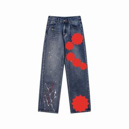 jeans for mens chromee hearts pants mens designer Embroidery Pants Women Oversize Ripped Patch Hole Denim Straight Ch Fashion Streetwear Slimn pants Cross DEOD