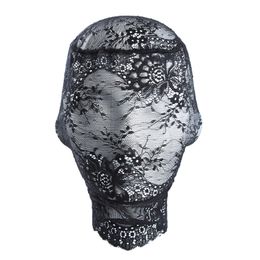 New Unisex Lace Hood Mask Full Face Head Cover See-through for Halloween Cosplay Costume Nightclub Headwear Rave Party Dress Up