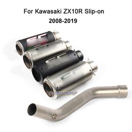 For Kawasaki Ninja ZX10R 2008-2019 Motorcycle Exhaust Link Pipe Connecting Middle Pipe Exhaust Muffler Pipe Tips Escape349D