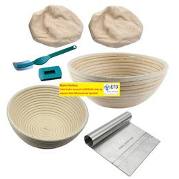 6Pcs Bread Banneton Proofing Basket Baking Bowl Dough With Bread Lame Liner and Scraper Tool for Bakers Proving Baskets 201023 LL