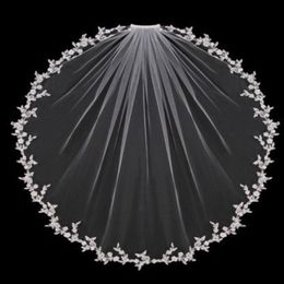 In Stock Wedding Veils Bridal Accessories White Ivory Elbow Length with Comb Appliques Lace Bridal Veils 300r