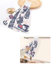 Towel London Big Ben British Flag Phone Booth Street Hand Towels Home Kitchen Bathroom Hanging Dishcloths Absorbent Custom Wipe