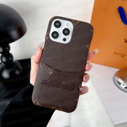 Deluxe Designer Card Pocket Phone Case for iPhone 15 14 13 12 Pro Max 3D Letter Card Slot Pocket Shell Leather Texture Back Shell Full Body Bumper Cover