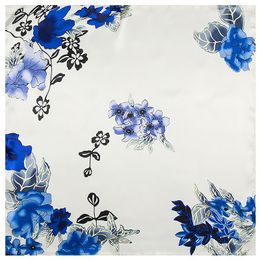 Scarves 60cm 2023 Arrival High Quality Imitated Silk Korean Wind Flowers Small Square Scarf Women Royal Shawls