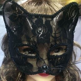 Women Sexy Lace Fox Cat Face Eye Face Cover Halloween Party Cosplay Role Playing Prop