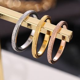 Wedding Rings Wholesale High Quality Fashion Simple Scrub Sandblast Steel Women s Width Finger Gift for Girl Jewellery 230721