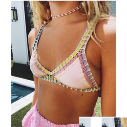 Womens Swimwear Cloghet For Female Knitted Swimsuits Neoprene Bikini Beachwear Boho Style Swimsuit Two Pieces Dhvjk