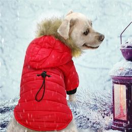 Pet Down Cotton Clothing Thin Coat Snowsuit Windproof Faux Fur Puppy Parka Coat Adjustable Dog Winter Jacket with Hood Dog Warm Ou335m