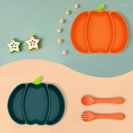 Bowls Suction Plate For Baby Toddler Halloween Pumpkin Silicone Feeding 3-Divided Plates Kid Bowl Tableware