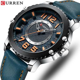 CURREN Casual Leather Watch for Men Style Business Quartz Wristwatches New Relojes Hombre Unique Design Clock Male Watches204S