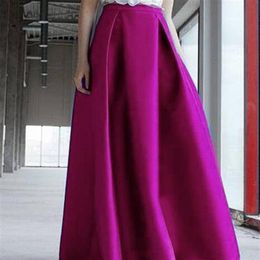 Plus Size New Prom Dresses Skirts Women Satin Fabric Ruffles Long Tutu Skirt Laberate Maxi Elasitc Waist Formal Party Gowns214D