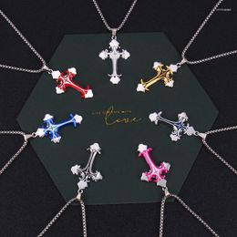 Pendant Necklaces Cross Stainless Steel Necklace Retro Street Hip Hop Long Dress Sweater Chain Trendy Religious