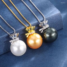 Anhänger Halsketten Original Design Damen Süßwasser Perlen Halskette Einzigartige Glück Tasche Weibliche Retro Charme Halsreifen Party Schmuck