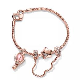 Rose Gold Bracelet for Women Designer Jewelry Bracelet Star Moon Balloon String Engagement Party Gift DIY fit Pandora Bracelet Wholesale