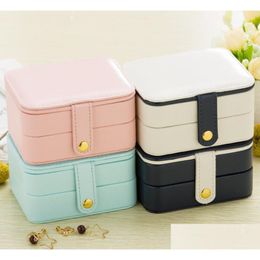 Jewellery Boxes Mti Layers Storage For Stackable Organiser Veet Pu Leather Trays Jewellery Box Earring Necklace Bracelet Ring Storages Dhiy4