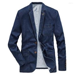 Men's Suits 2023 Denim Blazers Men Jacket Male Outerwear Oversized Business Casual Clothing Leisure Suit