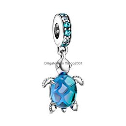 Charms Trendy 925 Sterling Sier Blue Murano Glass Ocean Mermaid Wine Beads For Jewellery Making Pendant Perfect Original Charm Pandora Dholv