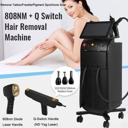 Q-Switch ND Yag Laser Tattoo Removal Machine Eyebrow Washing Remove Freckle Moles Acne Scars Pigment 808nm Diode Laser Hair Removal Skin Care Machine