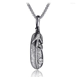 Pendant Necklaces Eagle Claw Feather Stainless Steel Vintage For Men Exquisite Old Silver Colour Punk Necklace Jewellery Accessories LN3020