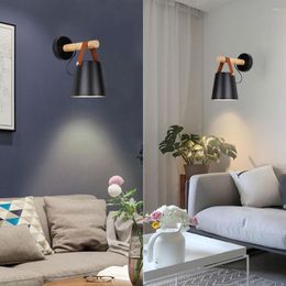 Wall Lamp Nordic LED Wooden Belt Wood Pole Plug E27 Sconce Beside Decor Luminaire Bedroom Study Living Room Aisle Light
