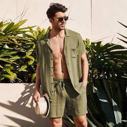 Men's Tracksuits Short Sleeve Shirt Shorts Summer Solid Colour Simple Fashion Casual Large Size Suit