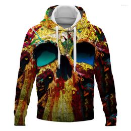 Men's Hoodies Fashion Man Men Clothes Horror Colorful Skull Vintage Hoodie Unisex Sleeve Kids Sweatshirt Oversized Tracksuit