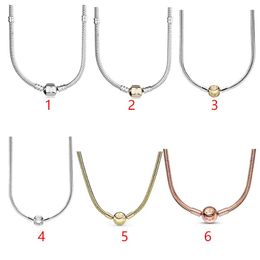 925 Silver Fit Pandora Snake Bone Necklace Dangle Fashion Charms Set Pendant DIY Fine Beads Jewellery