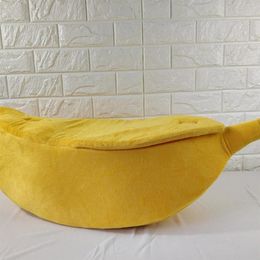 Banana Shape Pet Dog Cat Bed House Mat Durable Kennel Doggy Puppy Cushion Basket Warm Portable Dog Cat Supplies S M L XL256B