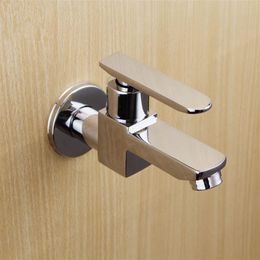 High Quality Square Single Hole Chrome Wall Mounted Bathroom Faucets Kitchen Single Cold Tap Sink2885