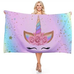 140x180CM Flower Unicorn Bath Towels Fashion Lady Wearable Shower Towel Body Wrap Fast Drying Beach Bathrobes Superfine Microfiber307n