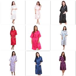 9 colors Fashion Women's Solid Silk Kimono Robe for Bridesmaids Wedding Party Night Gown Pajamas M011246T