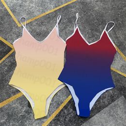 Women Holiday Swimwear Fashion Gradient Design Bathing Suit Ins Sexy Beach Swimsuits Summer Water Sport Swimsuit2617