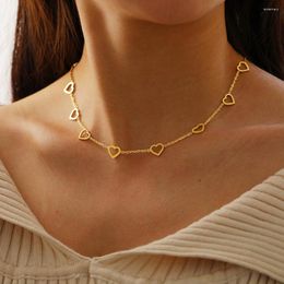 Pendant Necklaces Stainless Steel Trending Products Hollow Sweet Hearts Mini Pendants Choker Chain Fashion Necklace For Women Jewelry