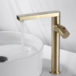 Brushed Gold Basin Faucet Brass Bathroom Faucet Mixer Tap Gold Wash basin Faucet Single Handle Hot & Cold