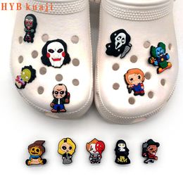 HYBkuaji halloween party shoe charms wholesale shoes decorations pvc buckles for shoes