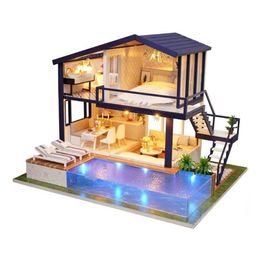 New Girl DIY 3D Wooden Mini Dollhouse Time Apartment Doll House Furniture Educational Toys Furniture For children Love Gift T200112710