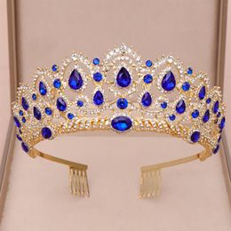 Wedding Tiara Queen Crown Wedding Hair Accessories Green Crystal Rhinestone Tiaras and Crowns For Bridal Wedding Hair Jewelry279M