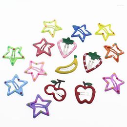 Hair Accessories 10Pcs/Set Solid Colour Star Clips For Kids Girls Headwear Alloy Barrettes Cute Glitter Hairpins