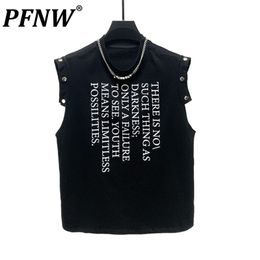 Men s Tank Tops PFNW Spring Summer Print Sleeveless Fashion Street Darkwear Button Loose Comfortable Y2k Casual Vest 28A2718 230721
