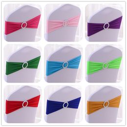 Sashes 10pcs 50pcs Stretch Spandex Chair Sash Band With Round Buckle Elastic Wedding Chair Bow Tie For el Party Decoration 230721